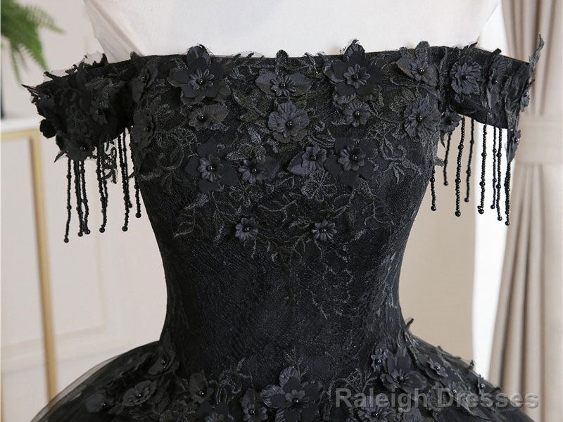 Black Tulle Lace Long Prom Dresses Black Tulle Lace Prom Dresses