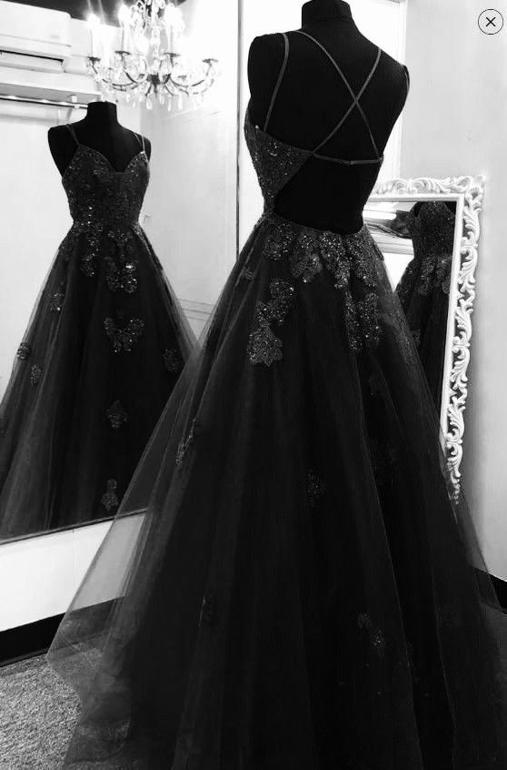 Black Tulle Lace Prom Dresses Tulle Prom Dresses Main image