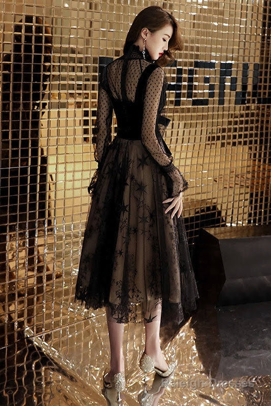 Black Tulle Lace Short Dress, Black Lace Homecoming Dress