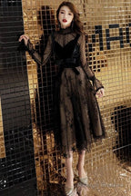 Black Tulle Lace Short Dress, Black Lace Homecoming Dress