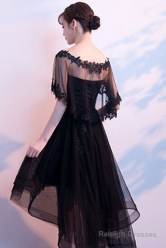 Black Tulle Lace Short Prom Dress, Black Homecoming Dress