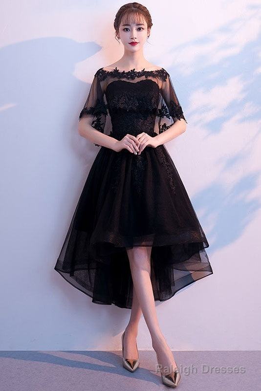 Black Tulle Lace Short Prom Dress, Black Homecoming Dress Main image