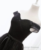 Black Tulle Long Prom Dress, Black Prom Dresses