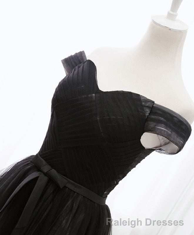 Black Tulle Long Prom Dress, Black Prom Dresses