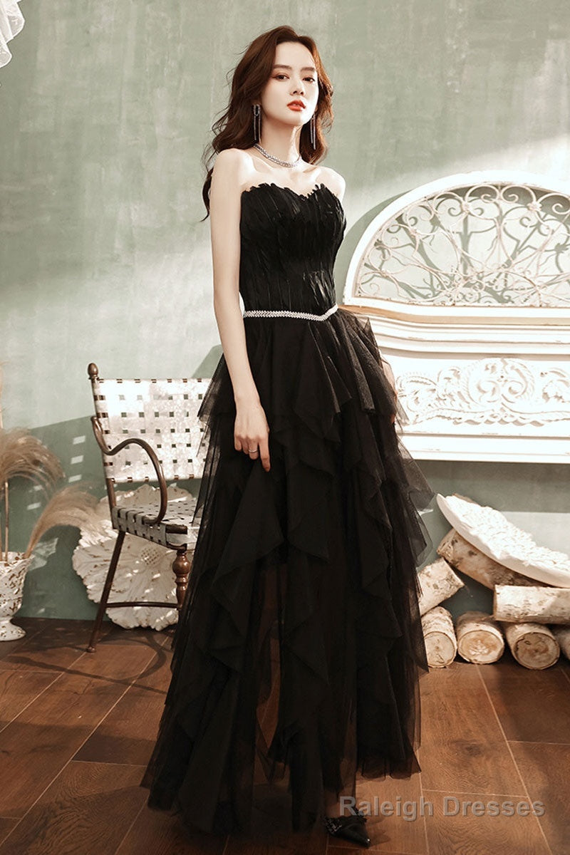 Black Tulle Long Prom Dress Black Tulle Evening Dress