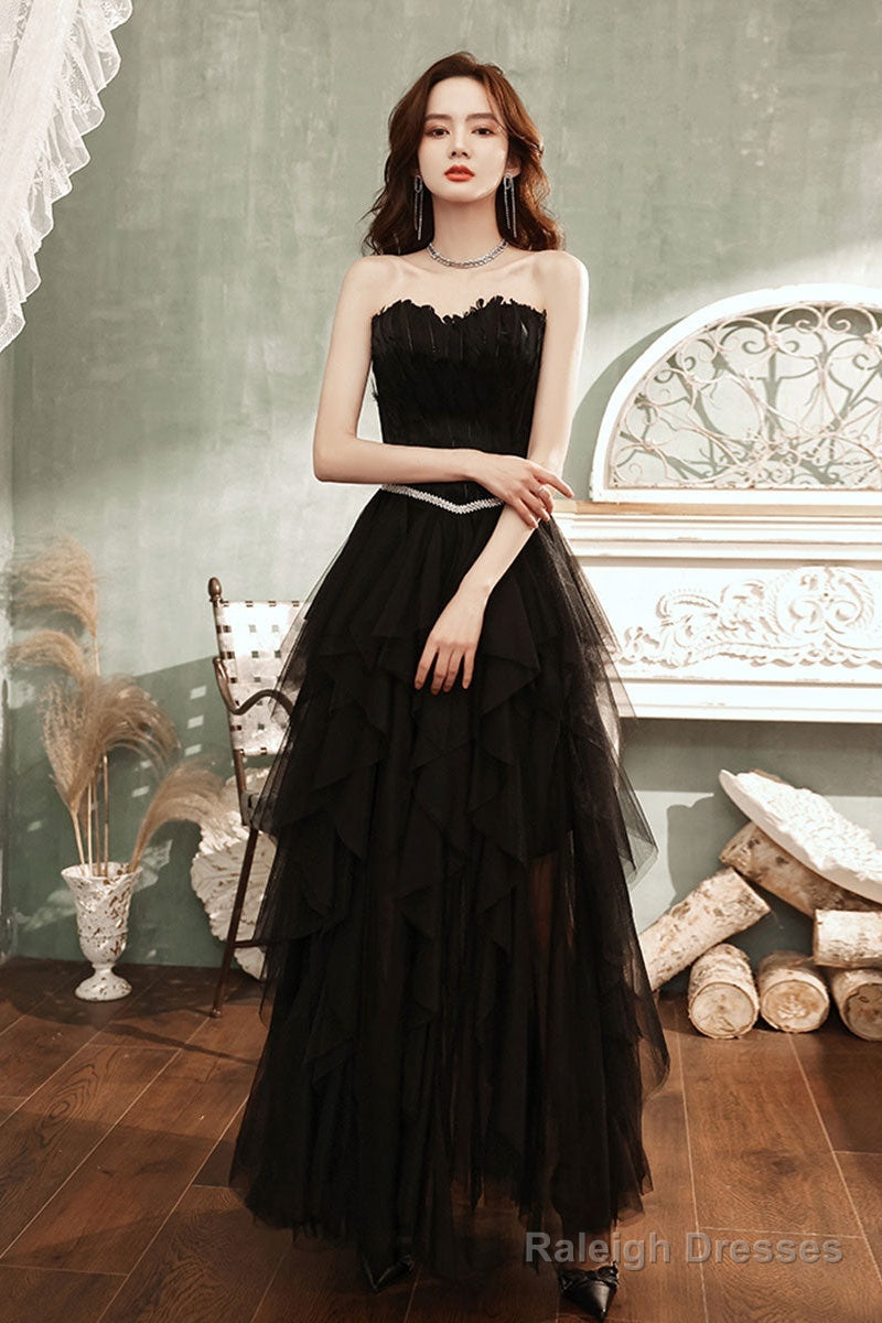 Black Tulle Long Prom Dress Black Tulle Evening Dress