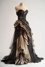 Black Tulle Prom Dress Long Charming Prom Dresses
