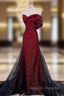 Black Tulle Off the Shoulder Bow Prom Dress