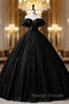 Black Tulle Sequins Off the Shoulder Quinceanera Dress