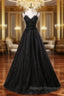Black Tulle Sequins Straps Beading Prom Dress