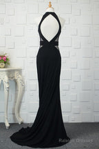 Black Tulle Sheath/Column Floor-Length Prom Dresses