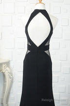 Black Tulle Sheath/Column Floor-Length Prom Dress