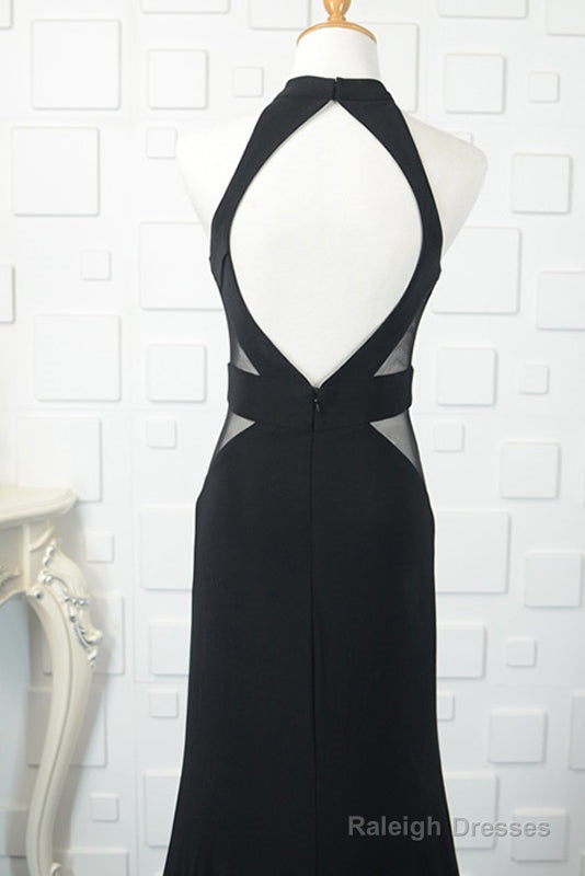 Black Tulle Sheath/Column Floor-Length Prom Dress