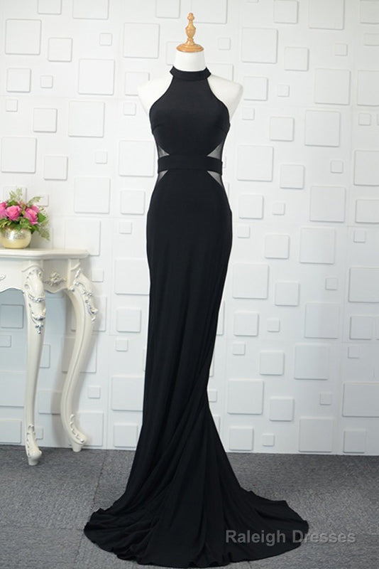 Black Tulle Sheath/Column Floor-Length Prom Dresses Main image