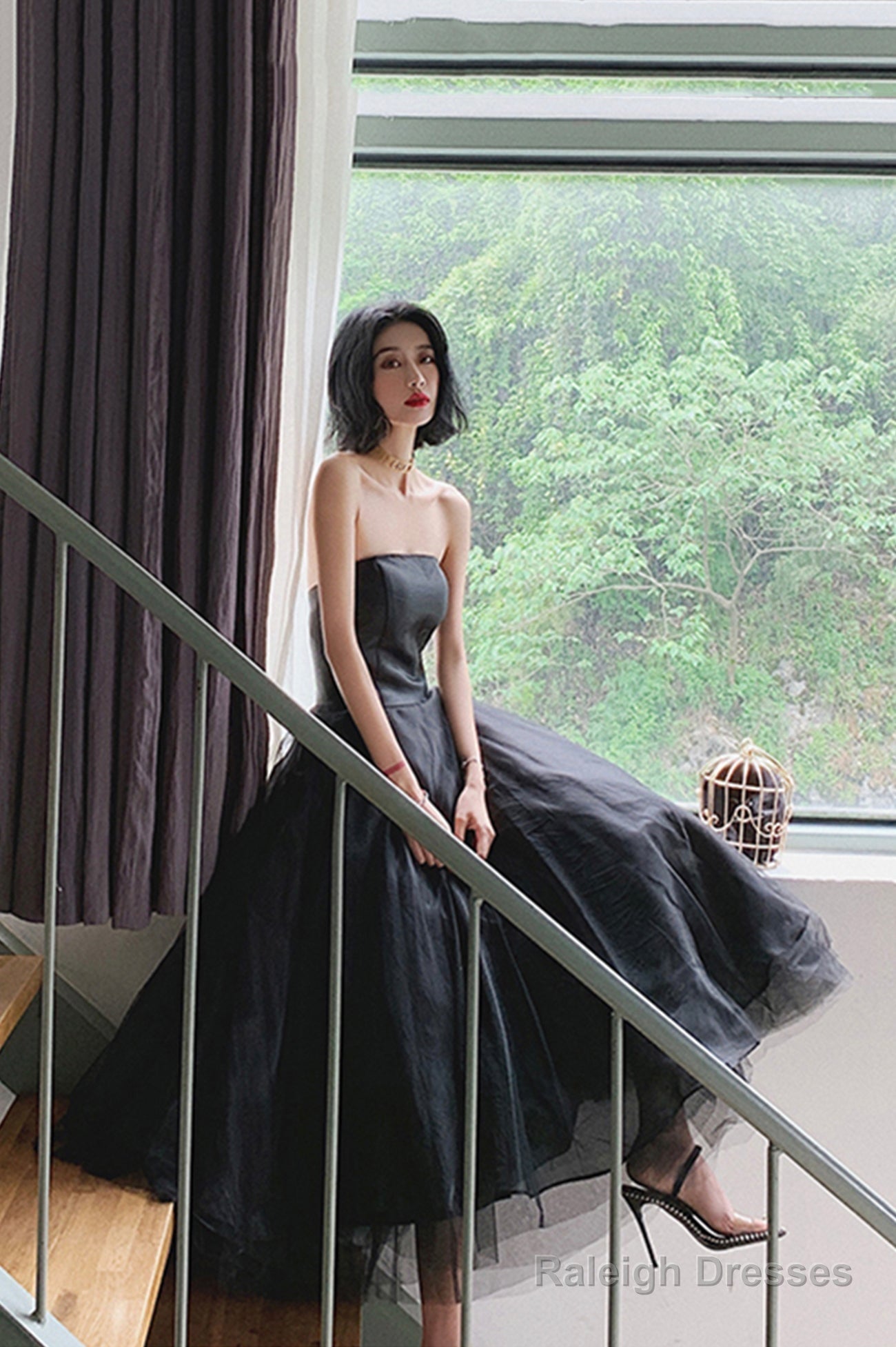 Black Tulle Short Prom Dresses Black Strapless Prom Homecoming Dresses Secondary image