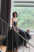 Black Tulle Short Prom Dresses Black Strapless Prom Homecoming Dresses