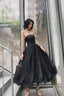 Black Tulle Short Prom Dresses Black Strapless Prom Homecoming Dresses