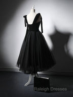 Black Tulle Short Prom Dress, Black Tulle Formal Dress