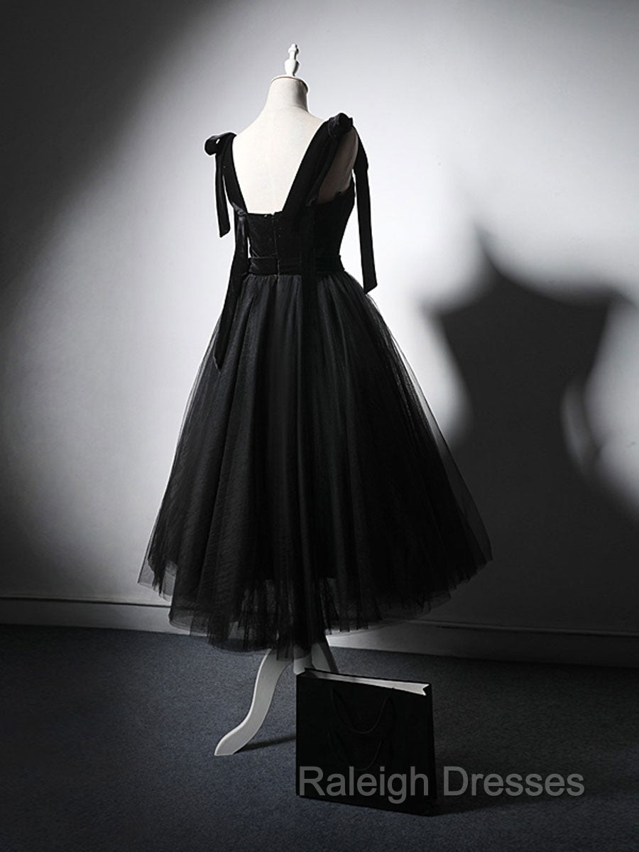 Black Tulle Short Prom Dress, Black Tulle Formal Dress