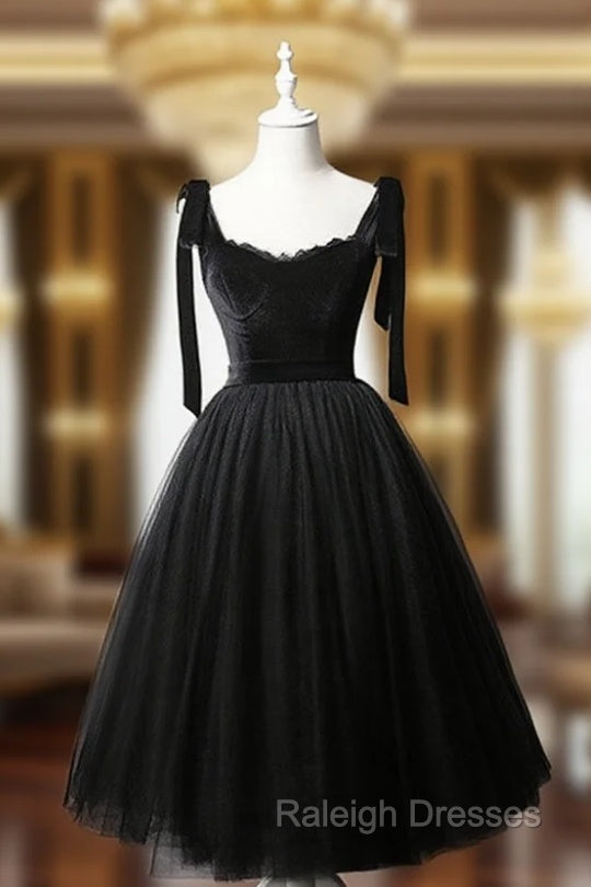 Black Tulle Short Prom Dress, Black Tulle Formal Dress