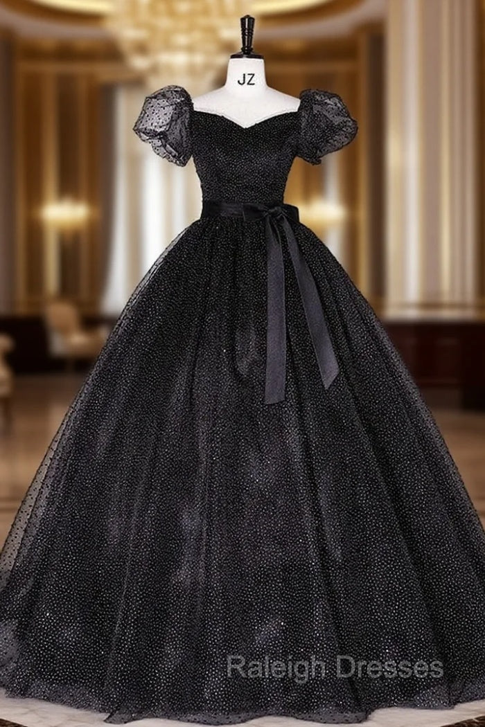 Black Tulle Square Puff Sleeve Quinceanera Dress Main image