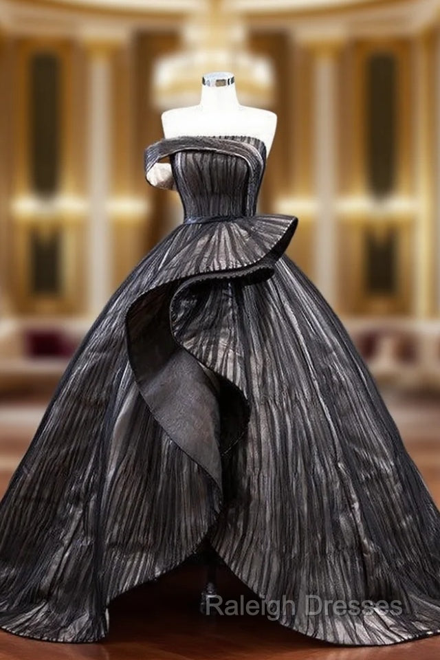 Black Tulle Strapless Pleats  Prom Dress Main image