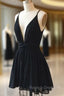 Black V Neck Chiffon Backless Homecoming Dress