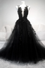 Black V Neck Lace Prom Dresses Long A-Line Prom Dresses