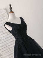 Black V Neck Lace V Neck Short Prom Dress, Black Homecoming Dress
