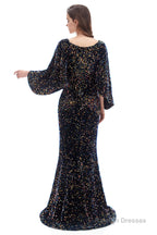 V-Neck Sequins Mermaid Prom Dresses with Sleeves