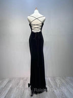 Black Velvet A Line Straps Wedding Prom Dresses Black Long Prom Dresseses