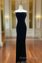 Black Velvet A Line Straps Wedding Prom Dresses Black Long Prom Dresseses