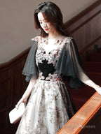 Black Velvet And Tulle With Lace Long Prom Dresses Black Prom Dresses