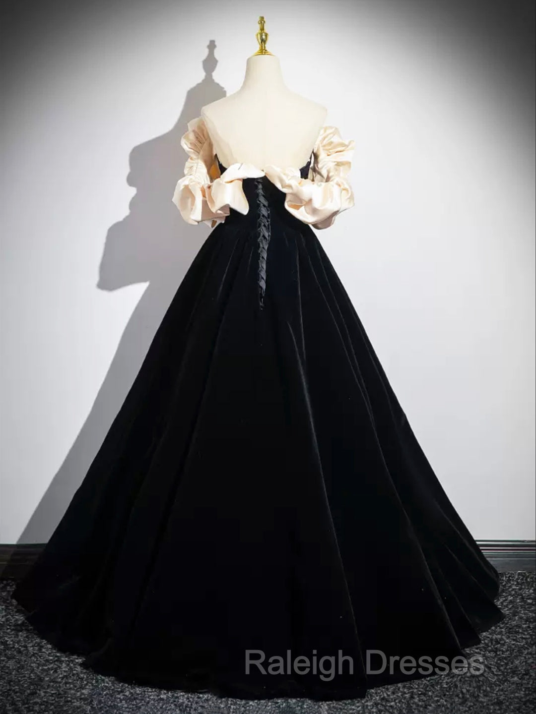 Black Velvet Floor Length Prom Dress, Off The Shoulder A-Line Evening Party Dress