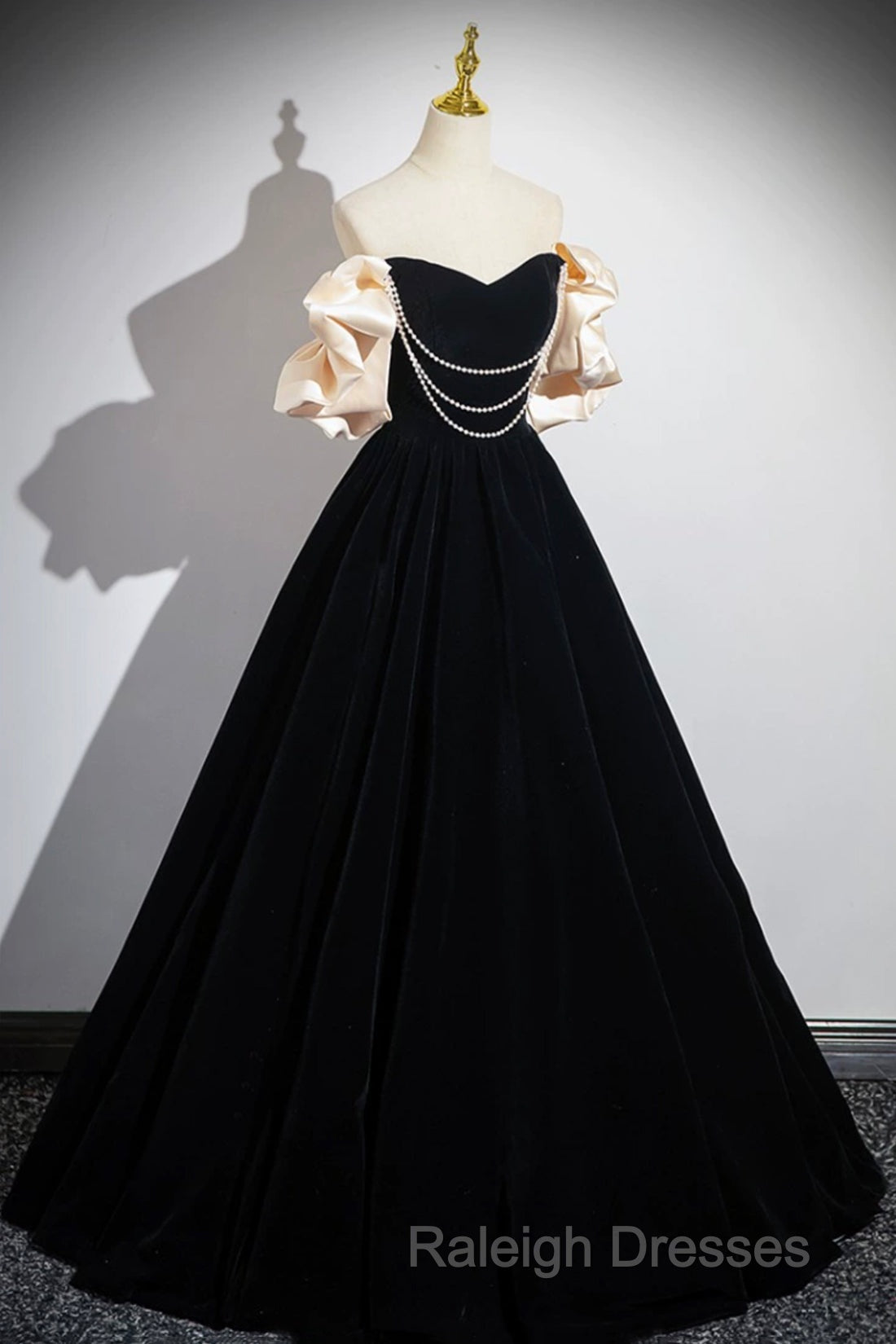 Black Velvet Long A-Line Prom Dress, Off The Shoulder Evening Party Dress Secondary image