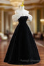 Black Velvet Off the Shoulder Pleats Prom Dress