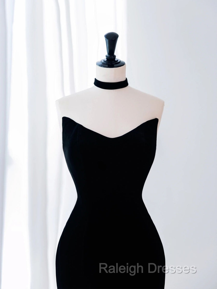 Black/White Velvet Mermaid Long Prom Dresses Black Prom Dresses