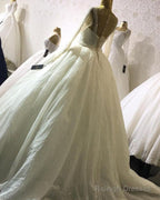 Bling Ball Gown Wedding Dress With Sleeves