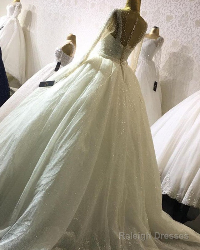 Bling Ball Gowns Wedding Dresses With Sleeves
