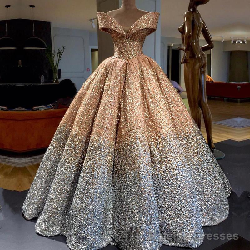 Bling Bling Off The Shoulder Ball Gown Wedding Dress With Sequins And Crystal Beads Main image