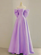 Blue A-Line Satin Long Prom Dresses, Blue Satin Evening Dresses