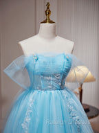 Blue A Line Short Prom Dresses Cute Blue Homecoming Dress