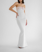 White Strapless Sheath Prom Dresses Long Elegant Prom Dresses