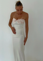 White Strapless Sheath Prom Dresses Long Elegant Prom Dresses