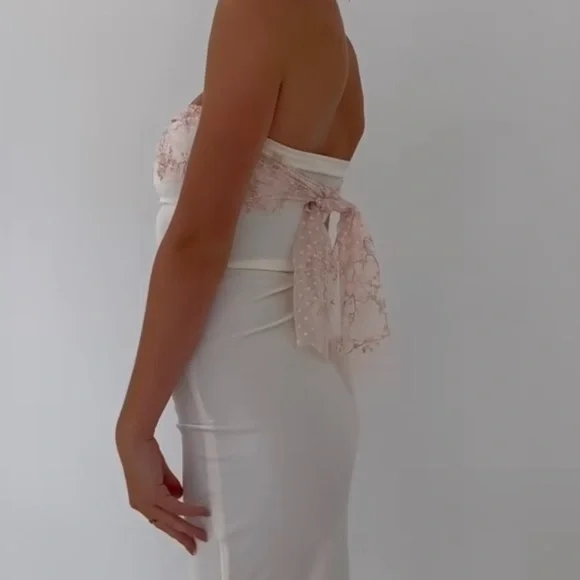 White Strapless Sheath Prom Dresses Long Elegant Prom Dresses