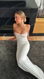 White Strapless Sheath Prom Dresses Long Elegant Prom Dresses