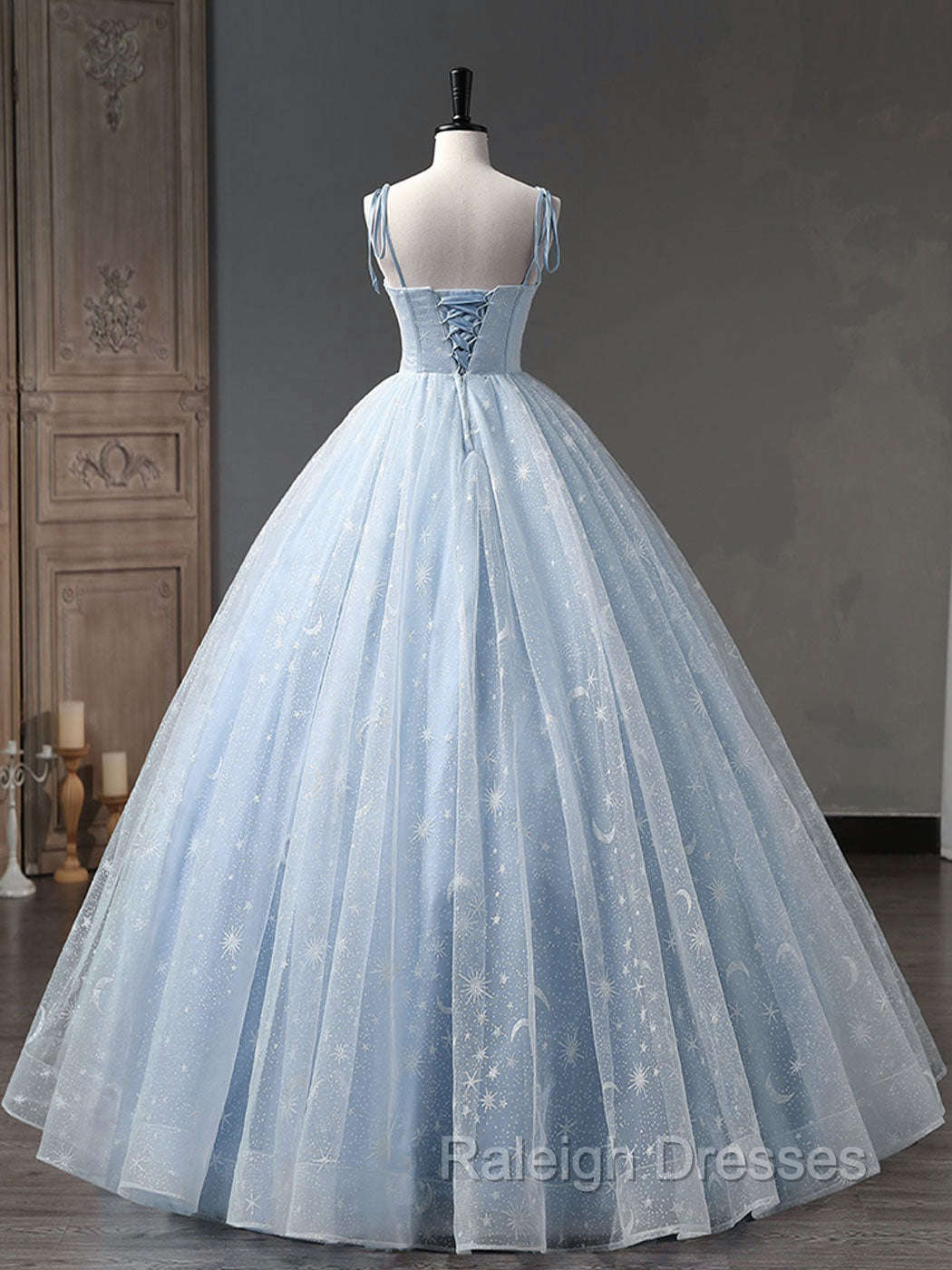 Blue A-Line Tulle Long Prom Dress, Blue Formal Sweet 16 Dress Secondary image