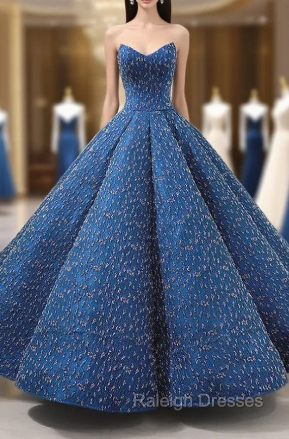 Blue Ball Gown Sweetheart Sequins Wedding Dress With Beading