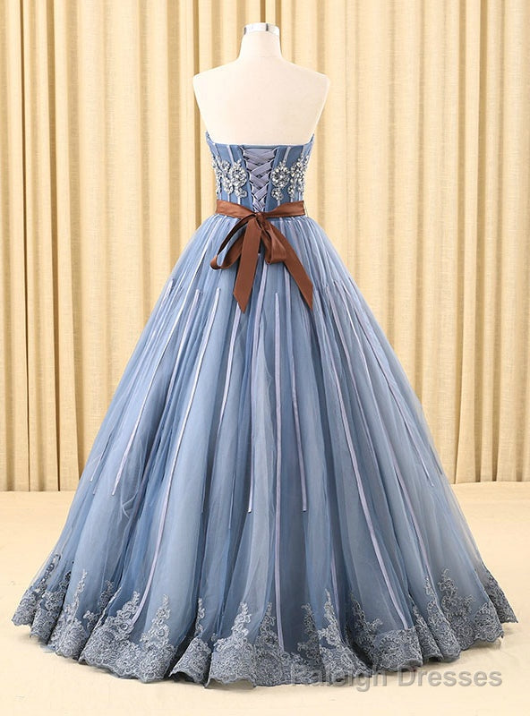 Blue Ball Gowns Tulle Sweetheart Appliques Wedding Dress Main image