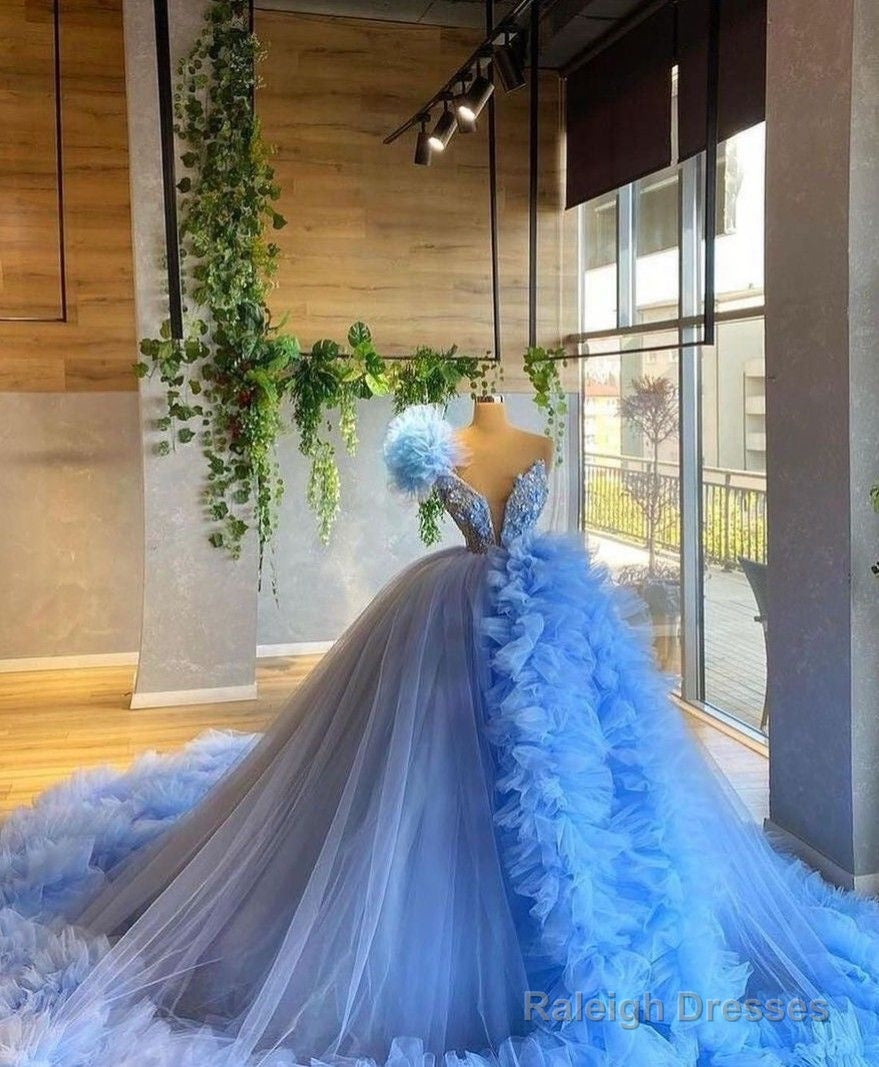 Blue Ball Gown Tulle Wedding Dress Party Prom Dresses Main image